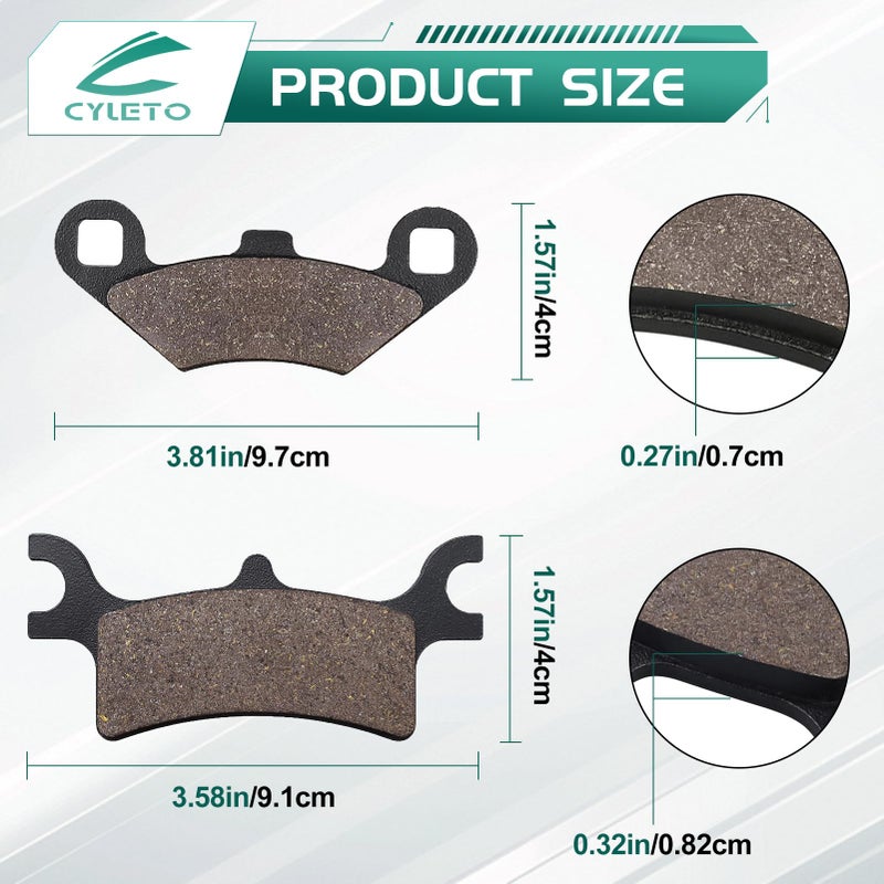 Cyleto Front and Rear Brake Pads for POLARIS SPORTSMAN 400 450 500 600 700 800 4x4 Scrambler 500 400 Magnum 330 500 Trail Blazer 250 330 Trail Boss 330 Xpedition 325 4X4 ATV 2000-2014 - Image 2